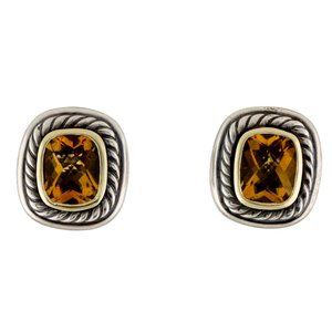 DAVID YURMAN 14K YELLOW GOLD & STERLING SILVER CITRINE ALBION EAR-CLIP EARRINGS